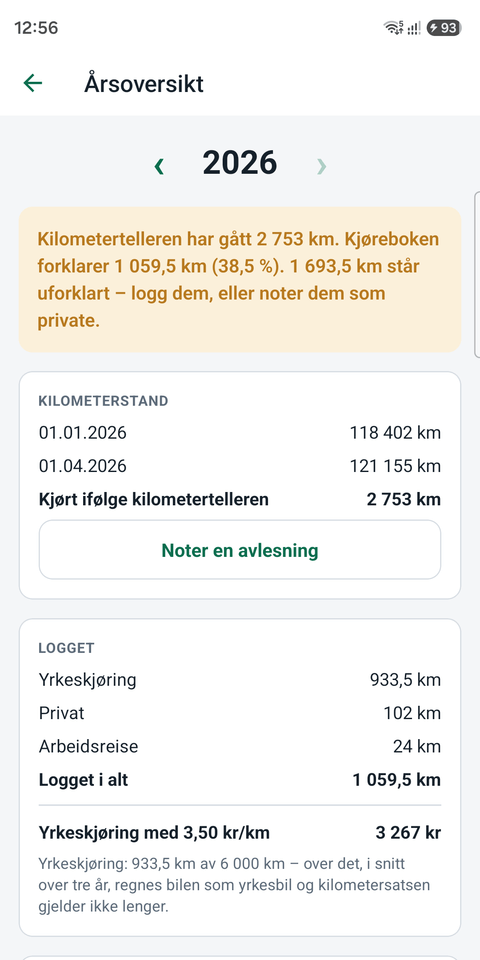 Akstur — the year overview with the reconciliation