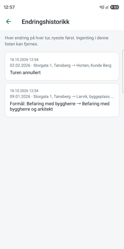 Akstur — the change history