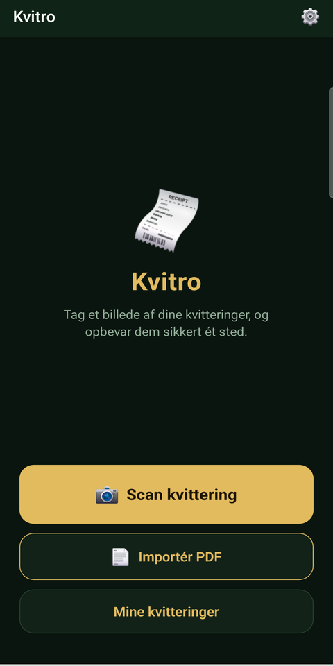 Kvitro — hjemmeskærm
