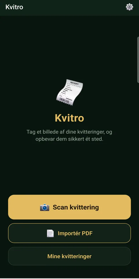 Kvitro — hjemmeskærm