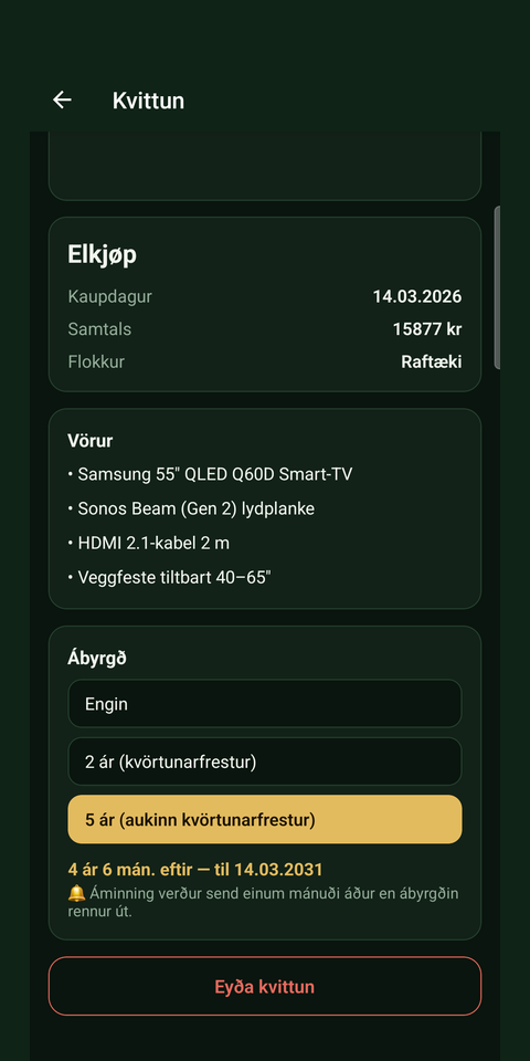 Kvitro — kvittanalisti með ábyrgðarmerkjum