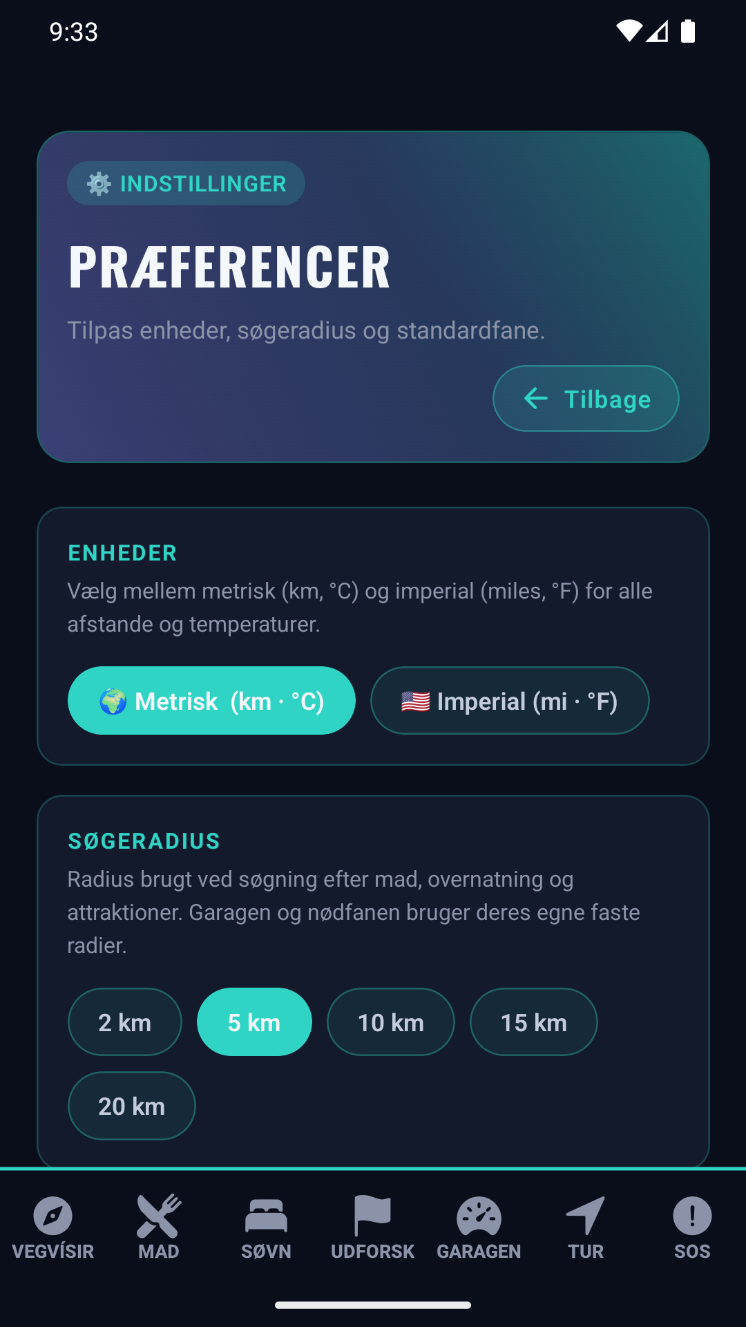 Indstillingsskærm