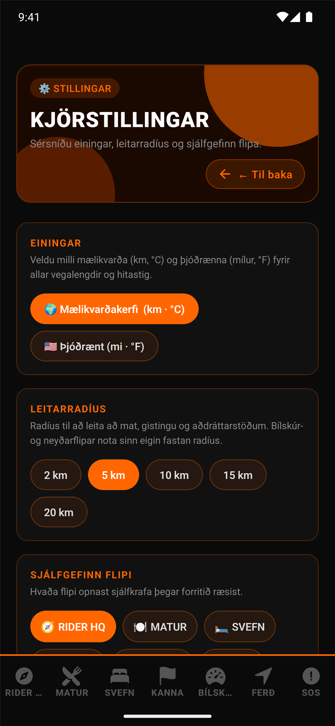 Stillingarskjár