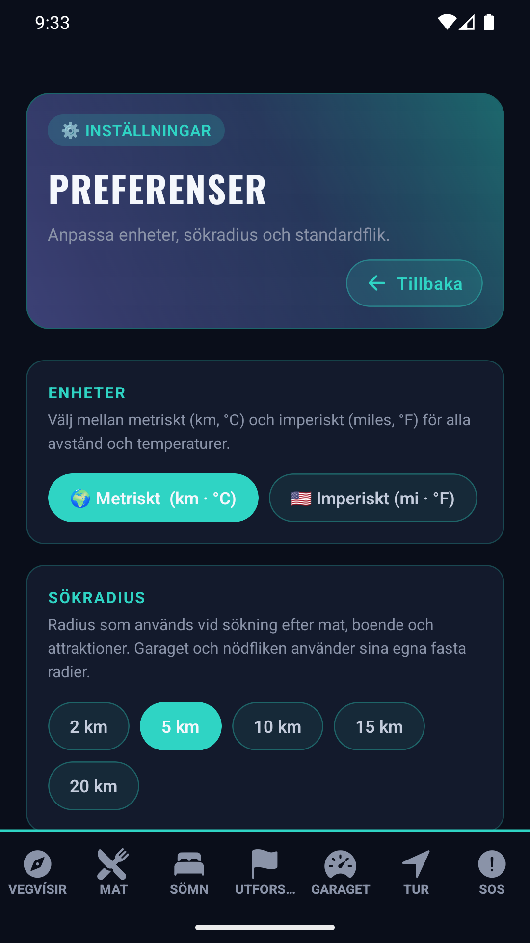 Inställningsskärm