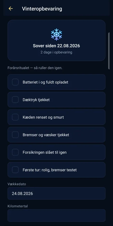 Smiðja — vinteropbevaring, med dagene talt