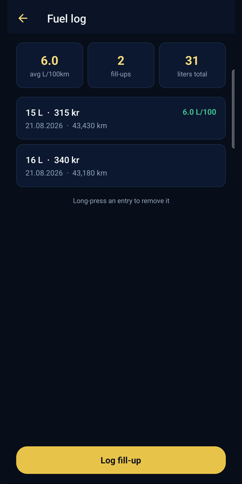 Smiðja — the fuel log